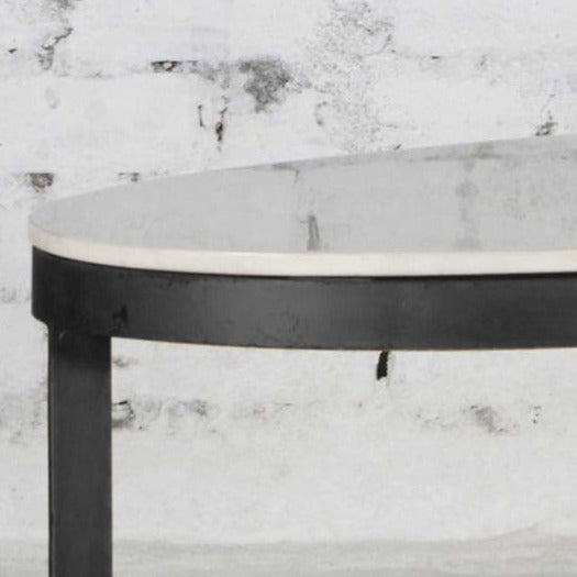 Kazumi Oval Coffee Table - Black with White Marble Top