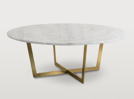 Remington Large Coffee Table - White Marble and Antique Brass