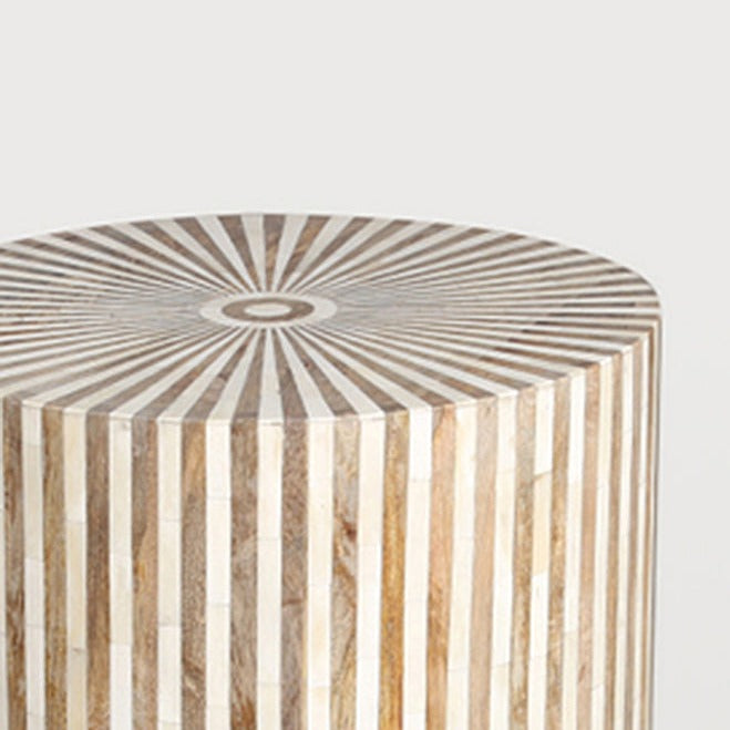 Stripe Bone Inlay Side Table – Natural