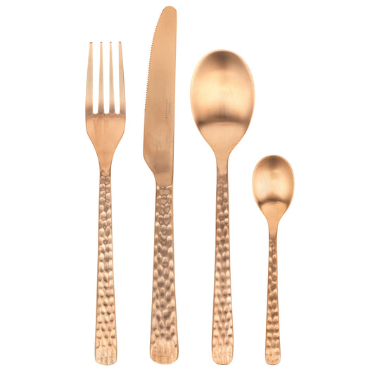 Hune Hammered Cutlery Set - Copper