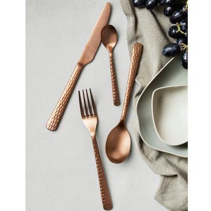Hune Hammered Cutlery Set - Copper