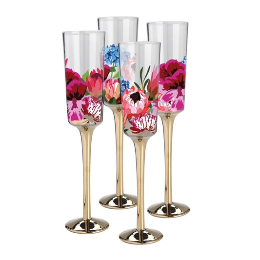 Cariso Botanic Blooms Champagne Flutes - Set of 4