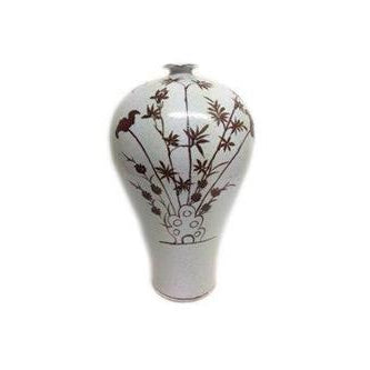 Antique Earthenware Vase With Bamboo Design
