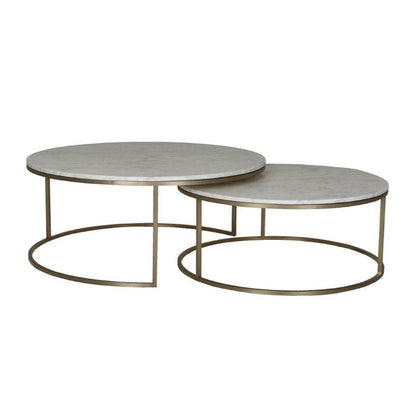 Elle Nest of Coffee Tables – Gold Base & White Marble