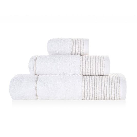 Sorema Lane Towel Set - White and Taupe
