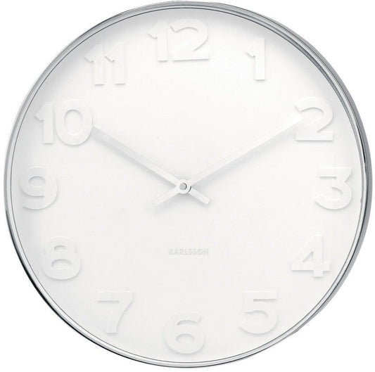 Mr White Numbers Clock – Silver Frame